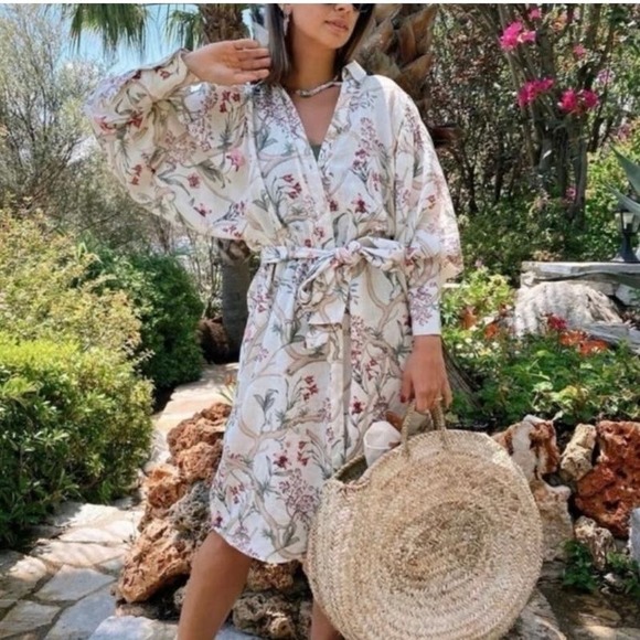 Johanna Ortiz floral tropical linen midi dress sz XS - Picture 9 of 10